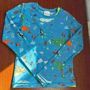 Ocean theme 160cm/ US 14-16 long sleeve Hanna Andersson sun Rash guard for water